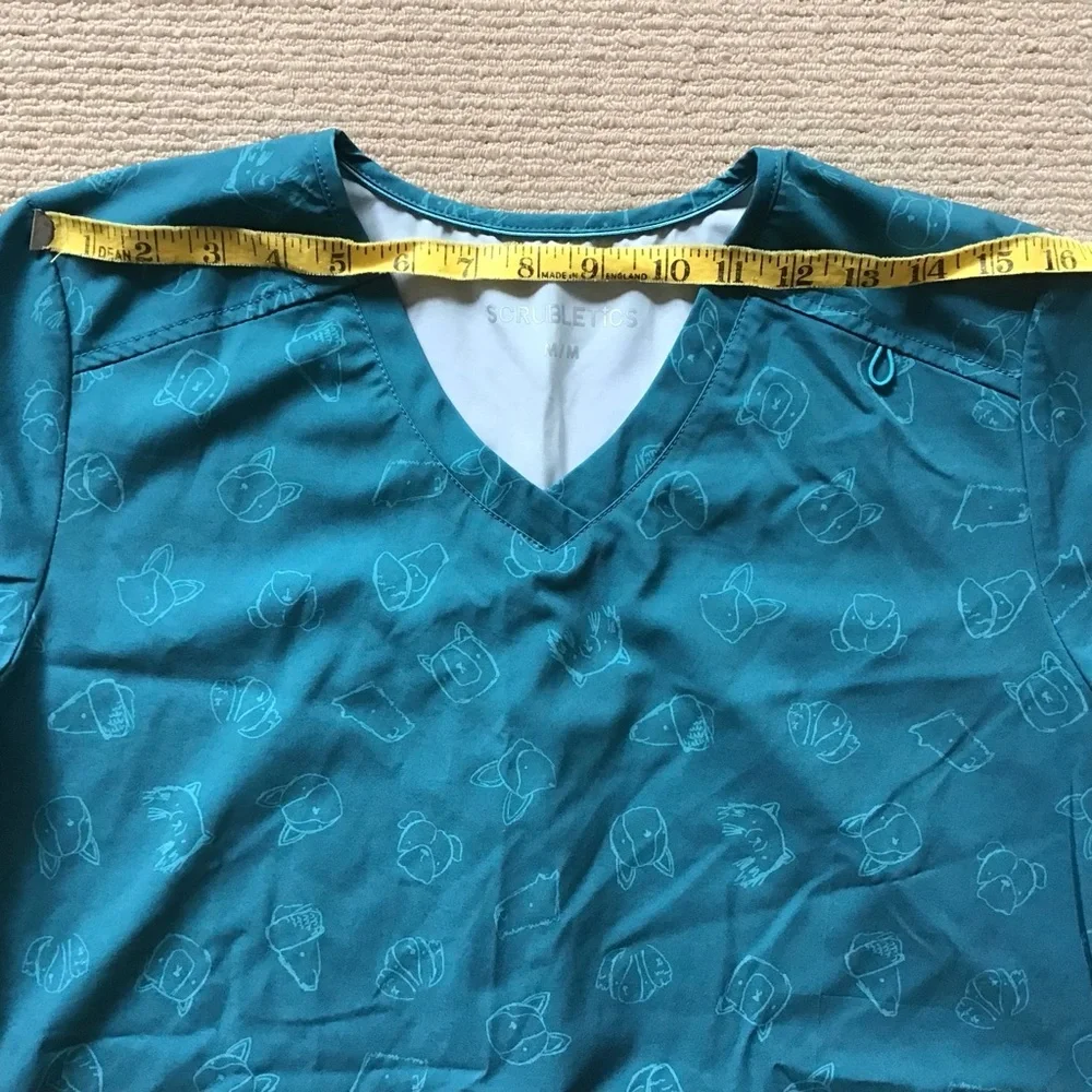 Scrubletics Teal Patterned Scrub Top - Picture 4 of 7